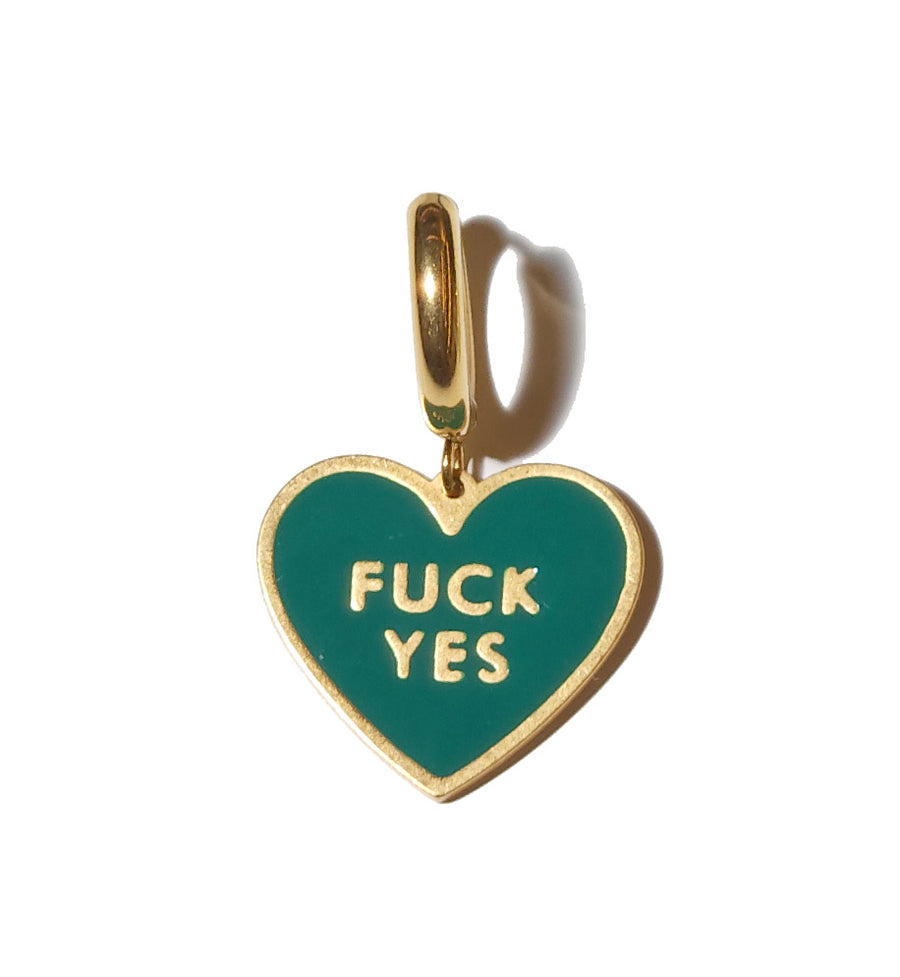 Fuck Yes Earring • Forest Green / Reversible