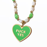 Fuck Yes Pearl Necklace • Bright Green