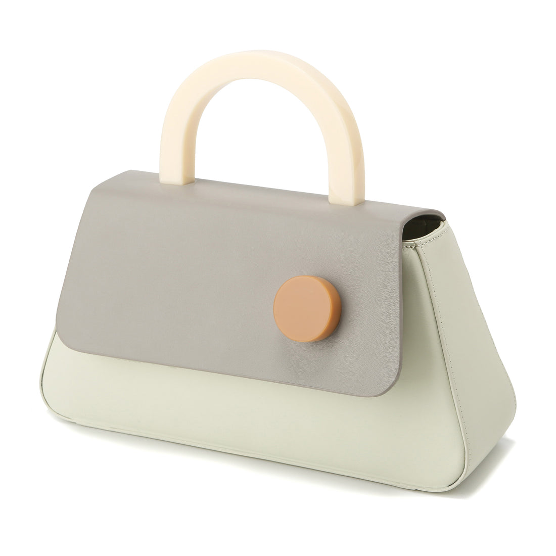Double Top Handle Structured Bag - White