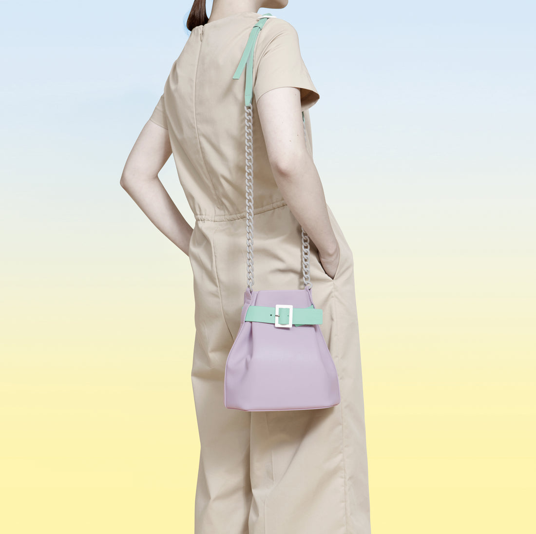 Mini Bucket Chained Bag • Lilac