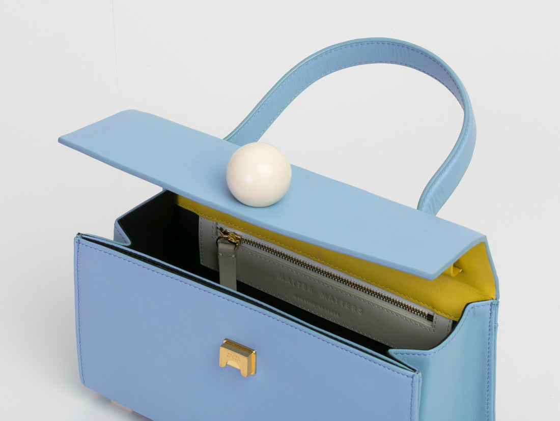 Mini Trapezoid Satchel Bag with Strap • Light Blue