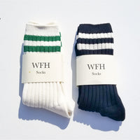 WFH Ribbed-knit Socks • Black & Forest Green