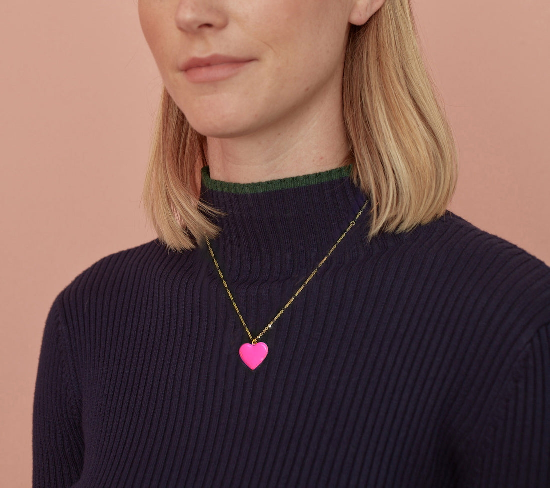 Follow Your Heart Necklace • Pink & Forest Green
