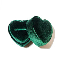 Velvet Heart Shaped Pendant / Ring Gift Box • Green