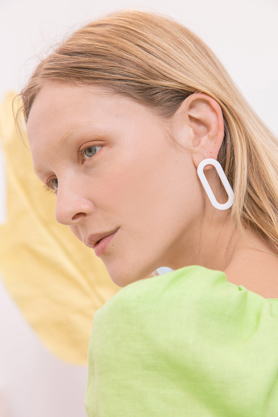 Oval Earrings • White Acrylic